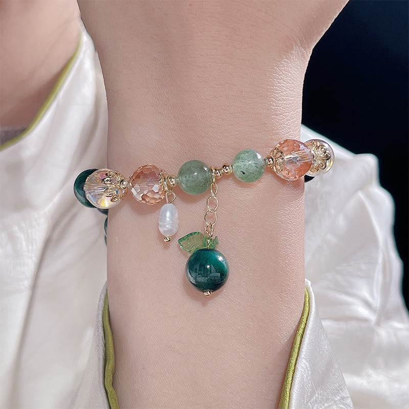 Bracelet positif en perles d'œil de tigre vertes naturelles en Buddha Stones