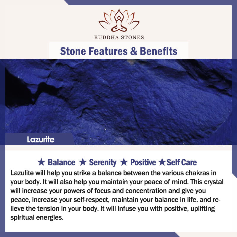 Bracelet d'équilibre positif en perles d'espacement en lazurite naturelle de Buddha Stones