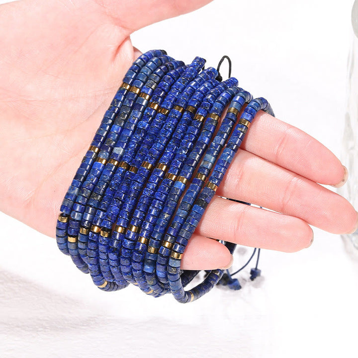 Bracelet d'équilibre positif en perles d'espacement en lazurite naturelle de Buddha Stones