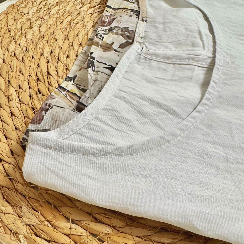 T-shirt décontracté ample à col ras du cou et manches mi-longues en polyester avec imprimé de Buddha Stones