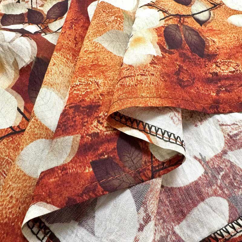 T-shirt décontracté à manches courtes et col ras du cou pour femme, imprimé feuilles et Buddha Stones, en polyester