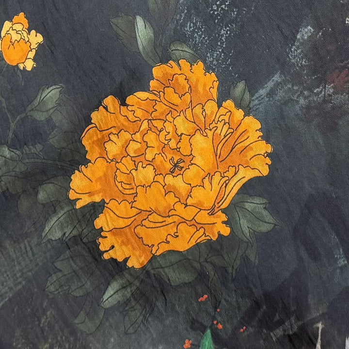 T-shirt décontracté à manches courtes et col ras du cou pour femme, imprimé Buddha Stones , nuages de bon augure, pétales variés, en polyester