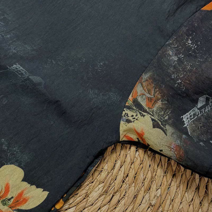 T-shirt décontracté à manches courtes et col ras du cou pour femme, imprimé Buddha Stones , nuages de bon augure, pétales variés, en polyester