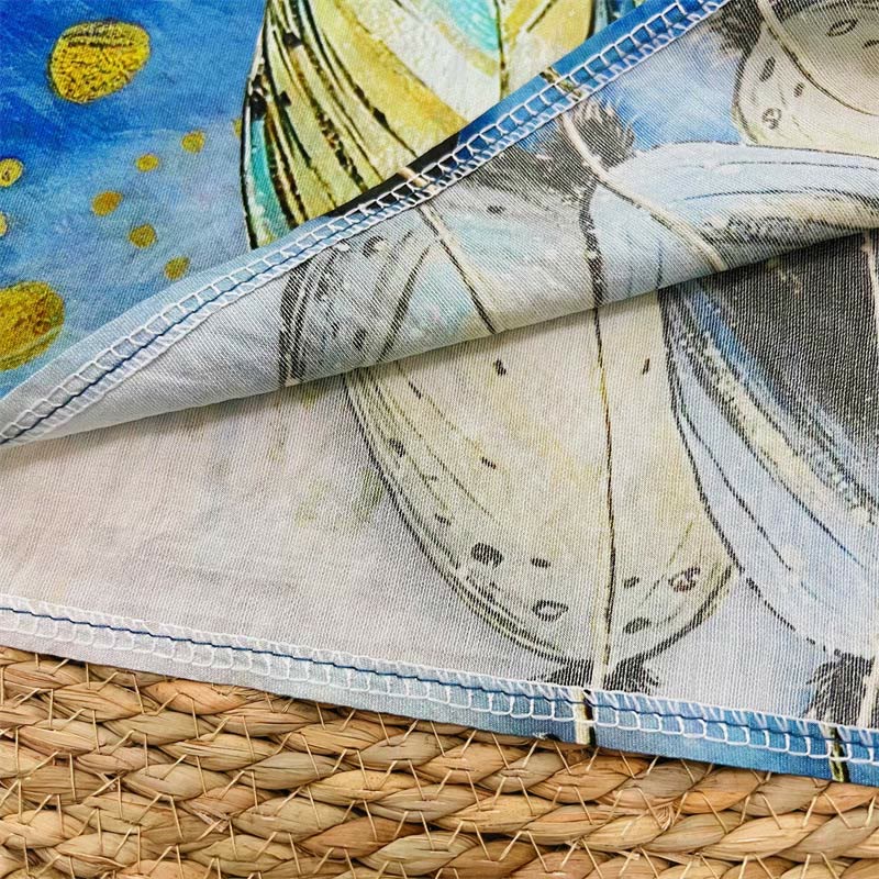 T-shirt décontracté à manches courtes et col ras du cou pour femme, motif Buddha Stones, feuilles, plumes, polyester