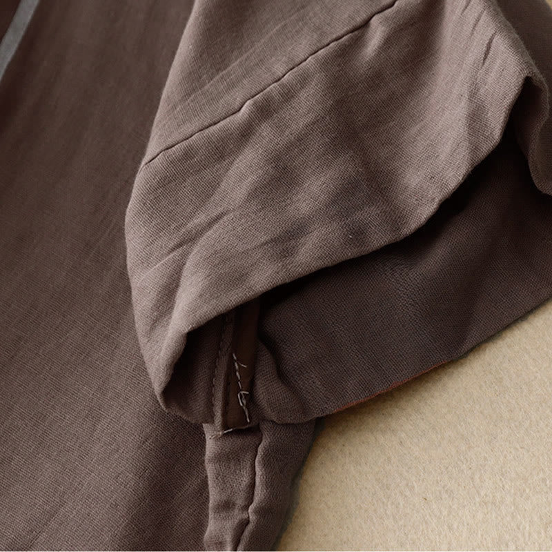 T-shirt décontracté à manches courtes en coton et lin pour femme, motif imprimé Buddha Stones - image 19