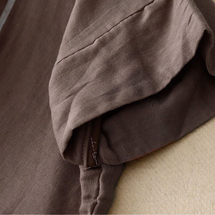 T-shirt décontracté à manches courtes en coton et lin pour femme, motif imprimé Buddha Stones - image 19