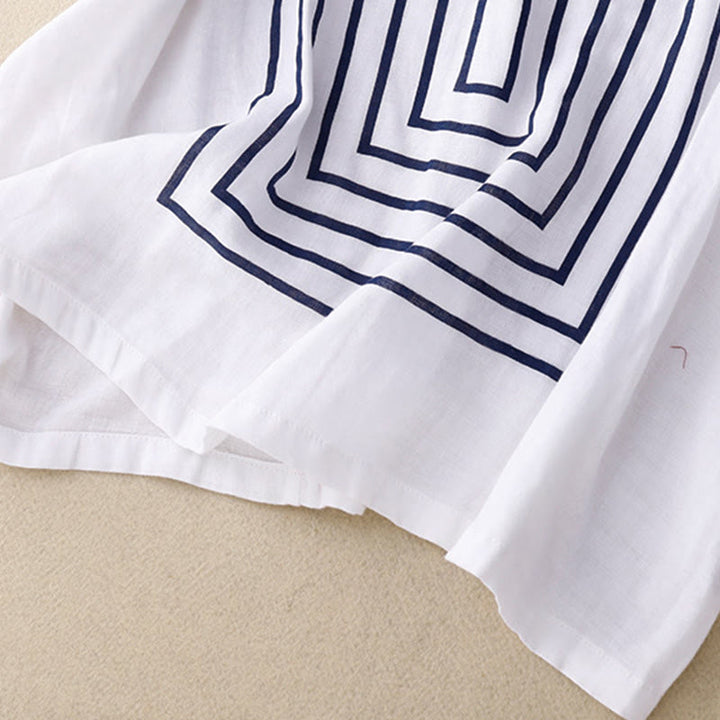 T-shirt décontracté à manches courtes en coton et lin pour femme, motif imprimé Buddha Stones - image 17