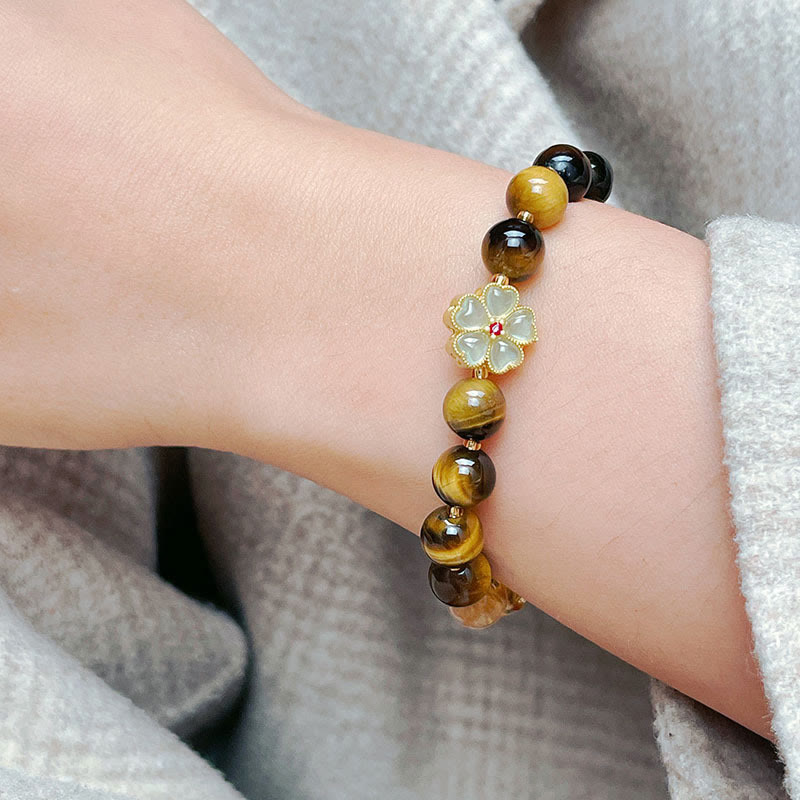 Bracelet de courage en forme de clochette en pierre naturelle œil de Buddha Stones et citrine
