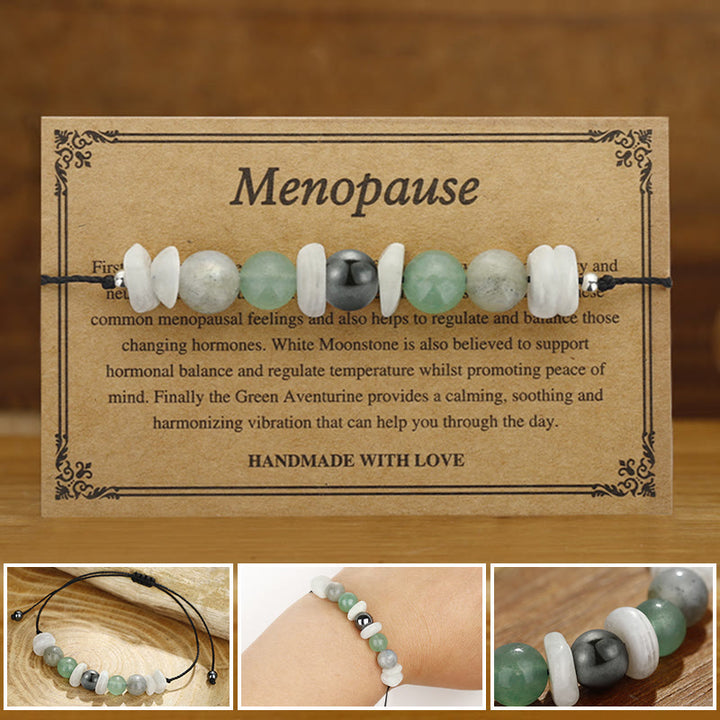 Bracelet de guérison en pierre de lune blanche et labradorite verte et aventurine de Buddha Stones pour la ménopause