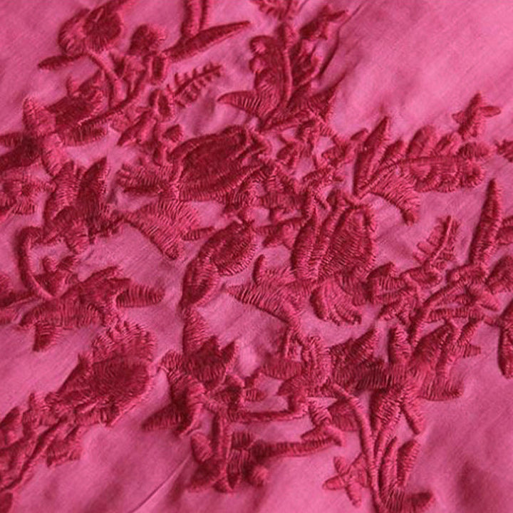 T-shirt décontracté en coton et lin avec broderie Buddha Stones et manches bouffantes, col ras du cou et volants pour femme - image 6