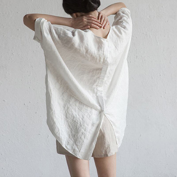 T-shirt d'été décontracté à manches mi-longues et col ras du cou pour femme avec fente latérale et motif Buddha Stones - image 2