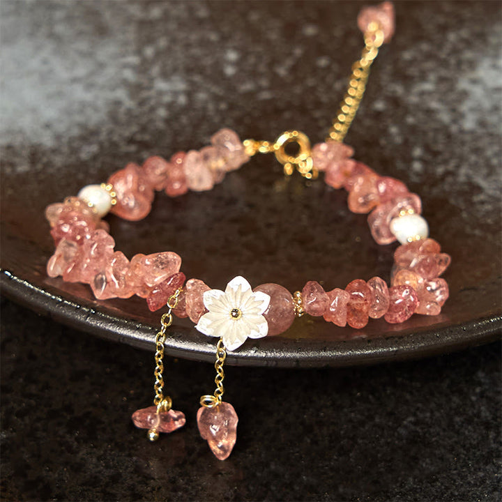 Bracelet de guérison en cristal de fleur de cristal Super Seven en quartz fraise vert et quartz fraise naturel Buddha Stones