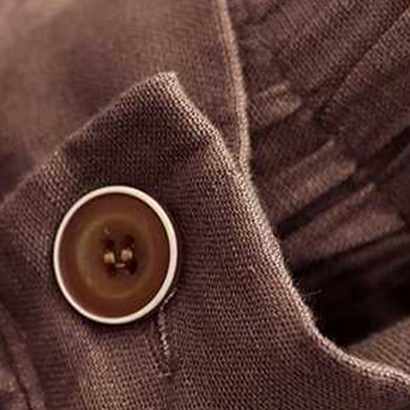 Short d'été décontracté en fibre acrylique avec fermeture éclair et boutons grenouille pour femme, couleur Buddha Stones , avec poches