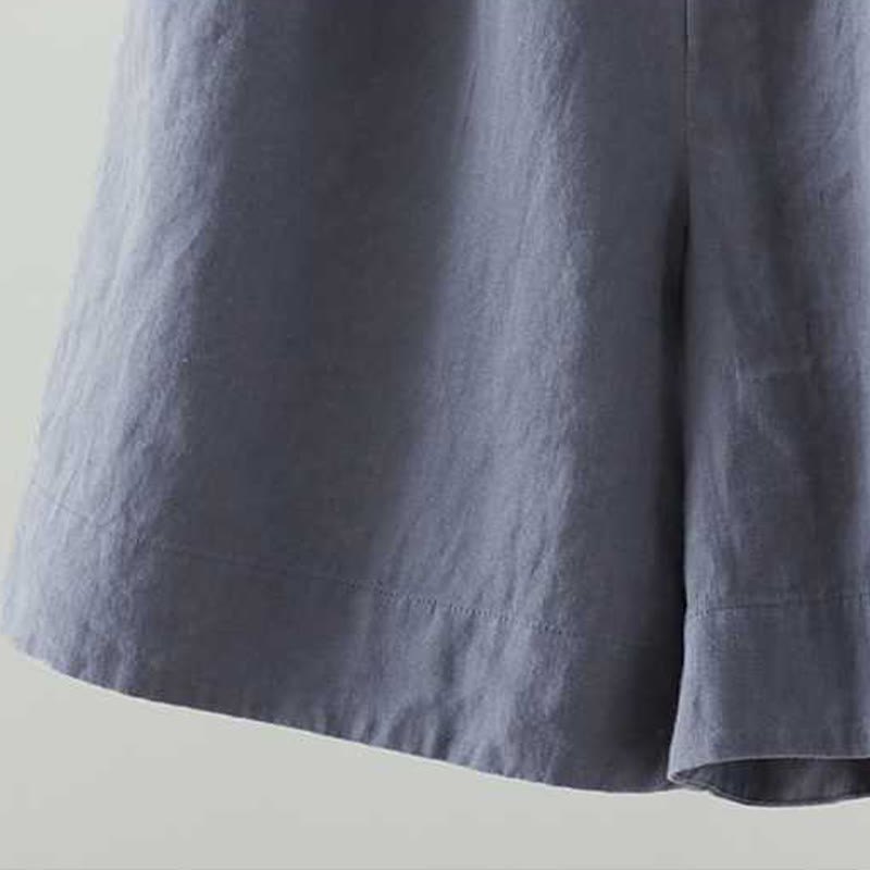 Short d'été décontracté en fibre acrylique avec poches et boutons en forme de grenouille, couleur unie, style décontracté, Buddha Stones - image 3