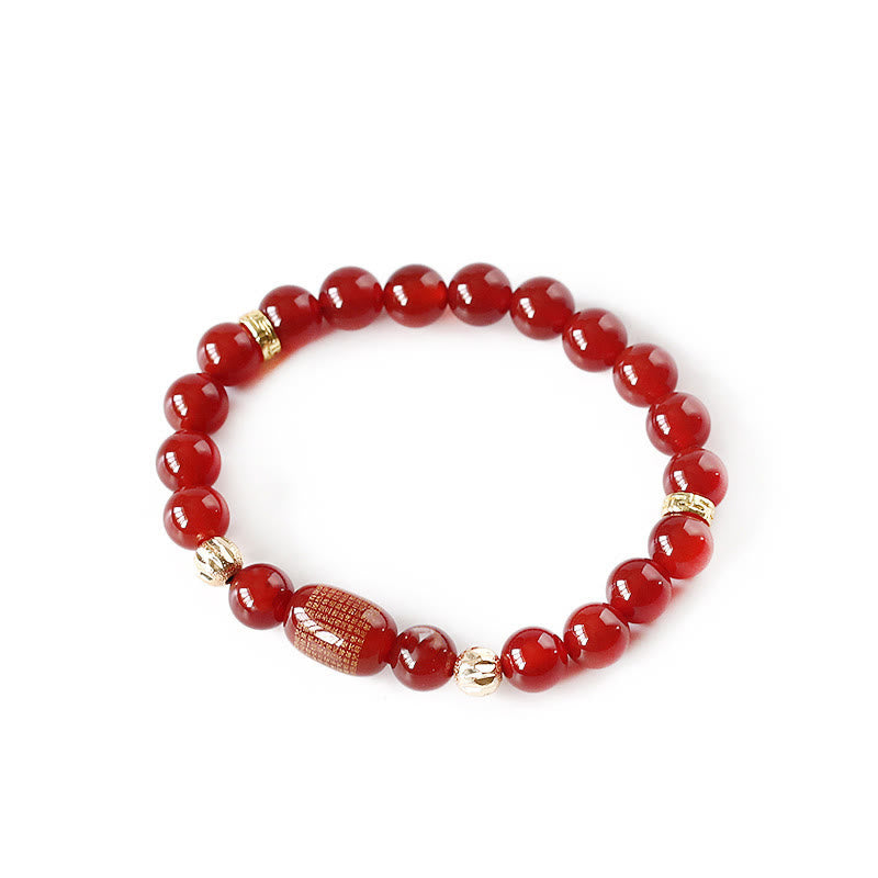 Bracelet calme bouddhiste Sutras en Buddha Stones en agate rouge naturelle et verte