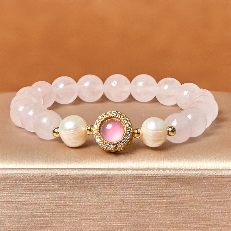 Bracelet de chaleur en perles de cristal rose Buddha Stones