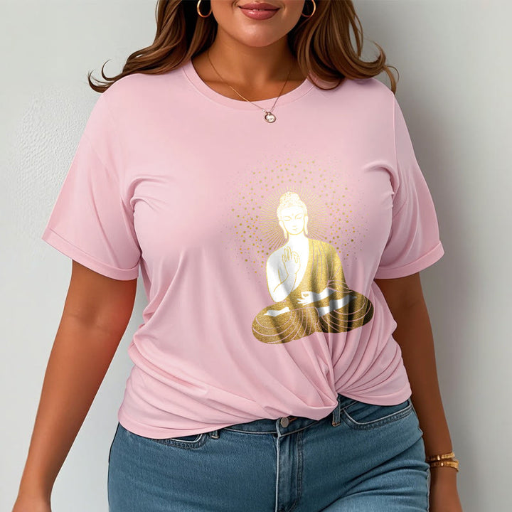 T-shirt Buddha Stones de Bouddha Méditation Dorée avec Aura Dorée - image 14