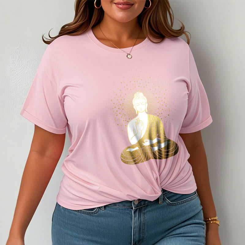 T-shirt Buddha Stones de Bouddha Méditation Dorée avec Aura Dorée - image 14