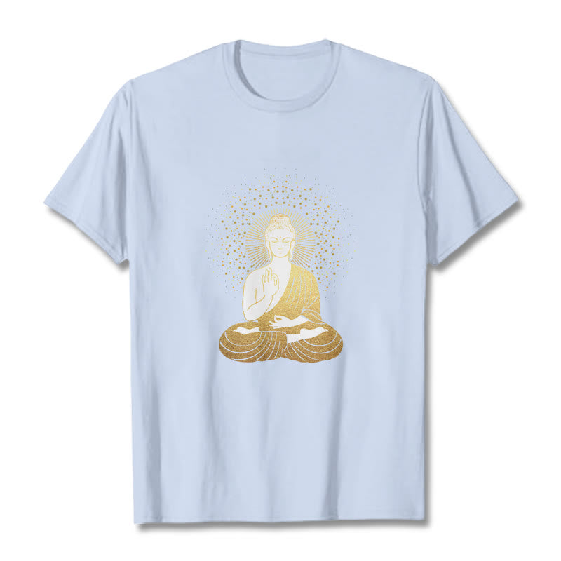 T-shirt Buddha Stones de Bouddha Méditation Dorée avec Aura Dorée - Cyan clair - 2XL - image 19