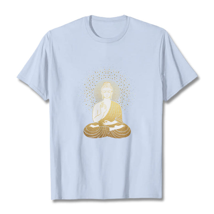 T-shirt Buddha Stones de Bouddha Méditation Dorée avec Aura Dorée - Cyan clair - 2XL - image 19
