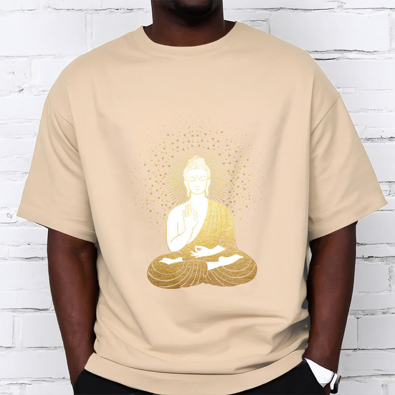 T-shirt Buddha Stones de Bouddha Méditation Dorée avec Aura Dorée - image 12