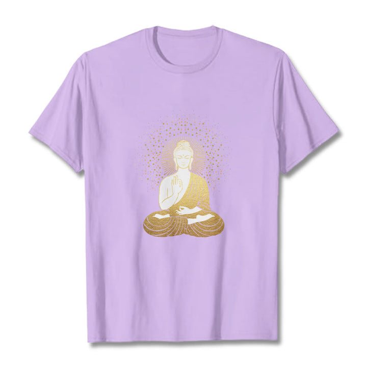T-shirt Buddha Stones de Bouddha Méditation Dorée avec Aura Dorée - Prune - 2XL - image 17