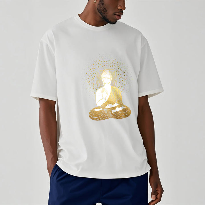 T-shirt Buddha Stones de Bouddha Méditation Dorée avec Aura Dorée - image 9