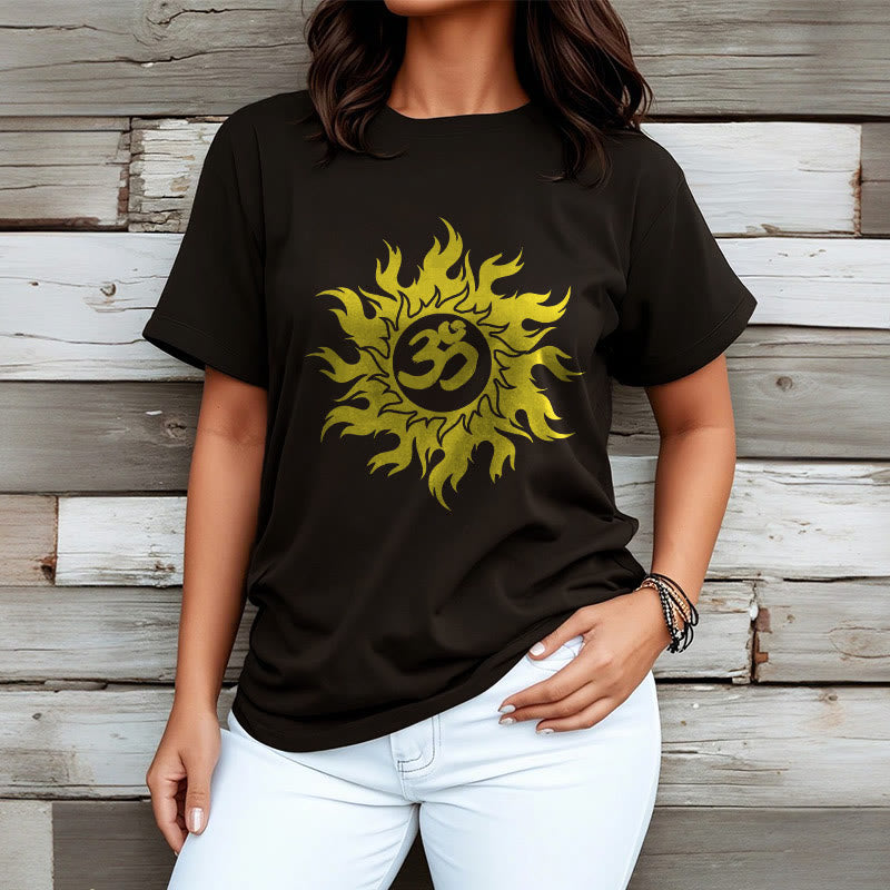 T-shirt Buddha Stones OM Mantra Sanskrit Gold Sun Tee - image 4