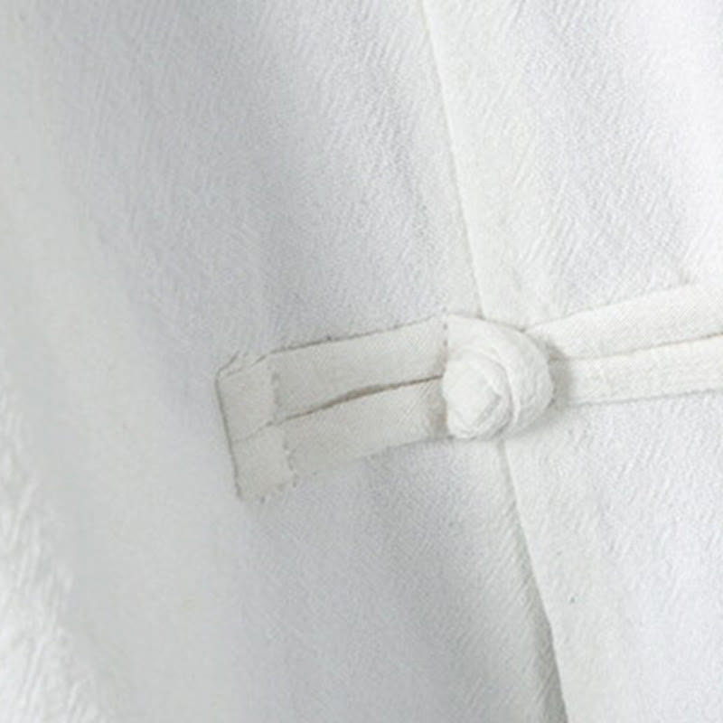 Chemise d'été en coton et lin pour homme, motif patchwork à boutons Buddha Stones , manches mi-longues - image 6