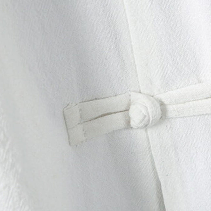 Chemise d'été en coton et lin pour homme, motif patchwork à boutons Buddha Stones , manches mi-longues - image 6