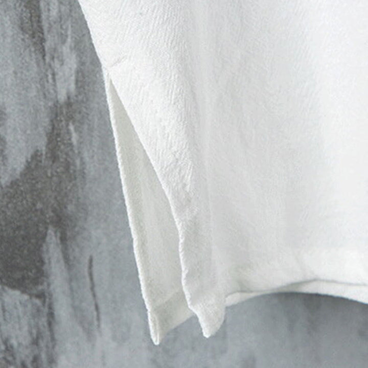 Chemise d'été en coton et lin pour homme, motif patchwork à boutons Buddha Stones , manches mi-longues - image 9