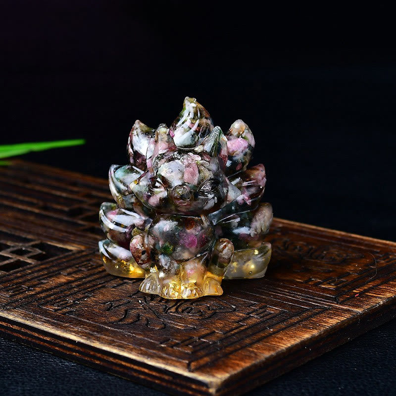 Buddha Stones naturelles, divers cristaux, quartz fraise, améthyste, renard à neuf queues, protection, décoration de la maison