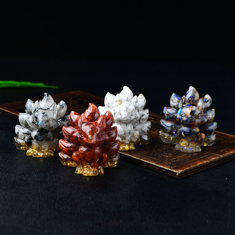 Buddha Stones naturelles, divers cristaux, quartz fraise, améthyste, renard à neuf queues, protection, décoration de la maison