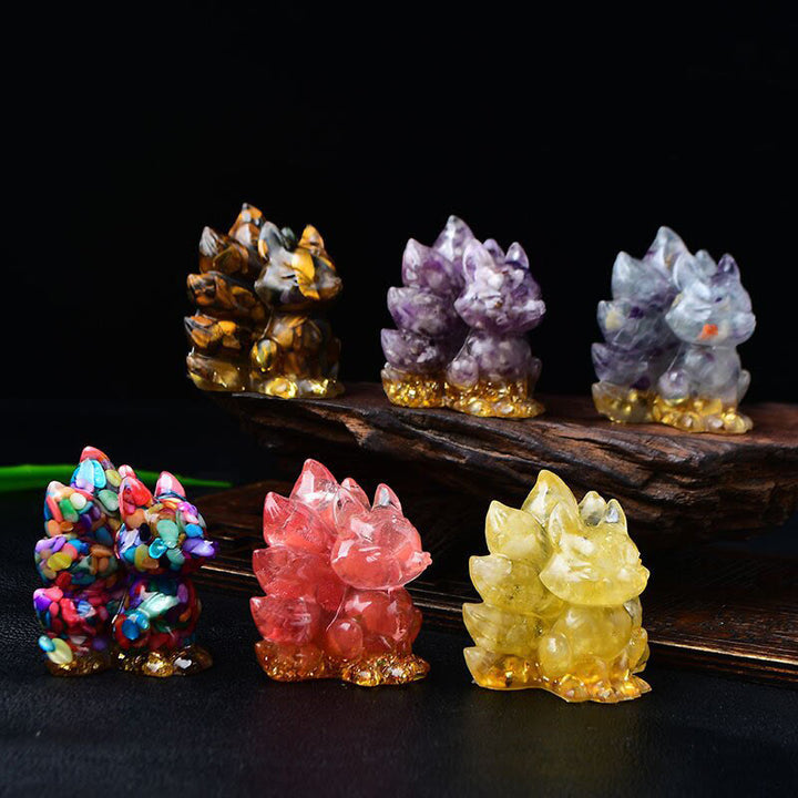 Buddha Stones naturelles, divers cristaux, quartz fraise, améthyste, renard à neuf queues, protection, décoration de la maison