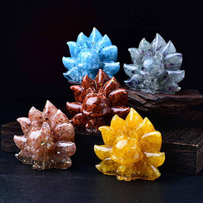 Buddha Stones Petites Pierres Diverses Cristal Rose Citrine Améthyste Renard à Neuf Queues Chaleur Décoration de la Maison