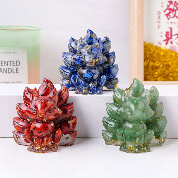 Buddha Stones Petites Pierres Diverses Quartz Fraise Améthyste Aventurine Verte Renard à Neuf Queues Guérison Décoration de la Maison