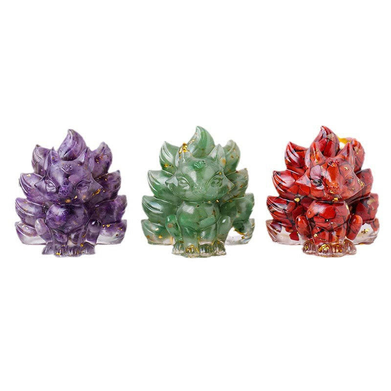 Buddha Stones Petites Pierres Diverses Quartz Fraise Améthyste Aventurine Verte Renard à Neuf Queues Guérison Décoration de la Maison