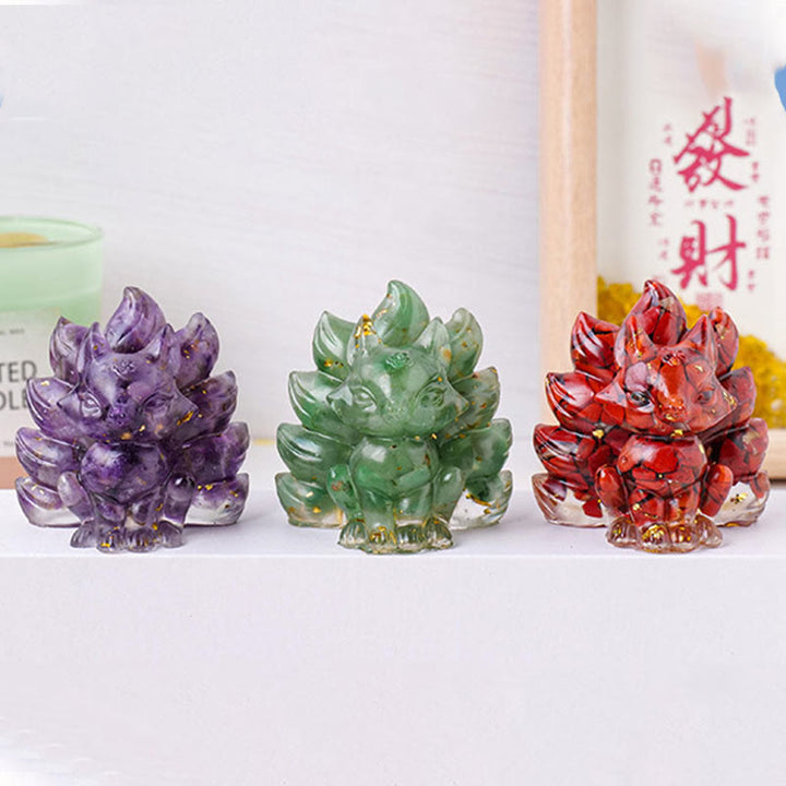 Buddha Stones Petites Pierres Diverses Quartz Fraise Améthyste Aventurine Verte Renard à Neuf Queues Guérison Décoration de la Maison