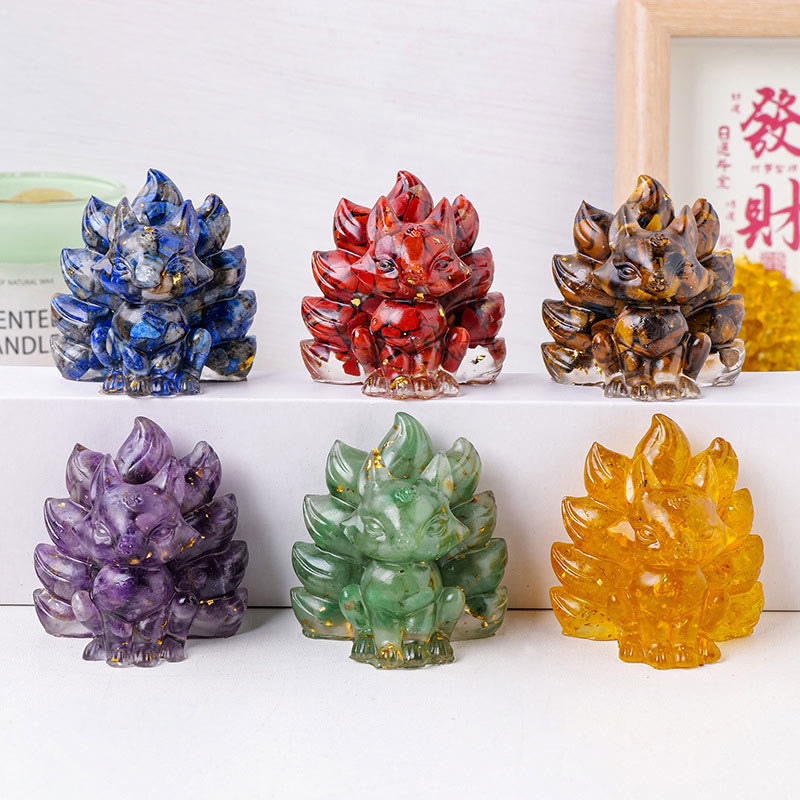 Buddha Stones Petites Pierres Diverses Quartz Fraise Améthyste Aventurine Verte Renard à Neuf Queues Guérison Décoration de la Maison