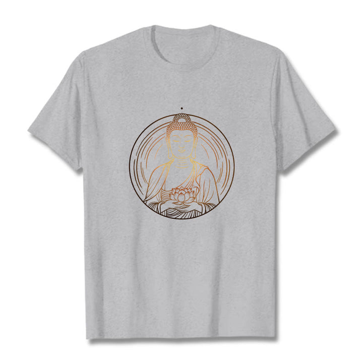 T-shirt Bouddha doré tenant une fleur de lotus Buddha Stones - Gris clair - 2XL - image 20