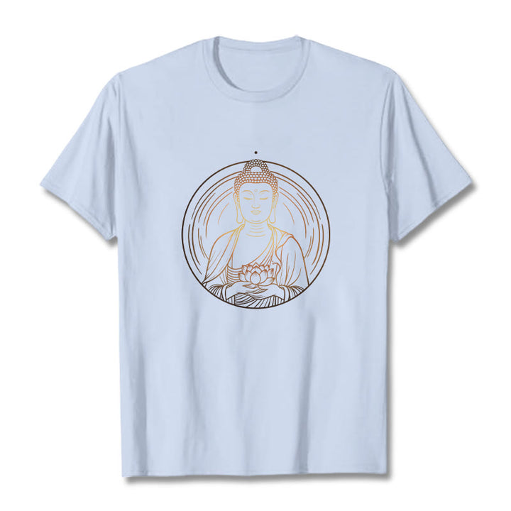 T-shirt Bouddha doré tenant une fleur de lotus Buddha Stones - Cyan clair - 2XL - image 19