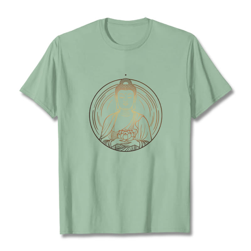 T-shirt Bouddha doré tenant une fleur de lotus Buddha Stones - Vert pâle - 2XL - image 15