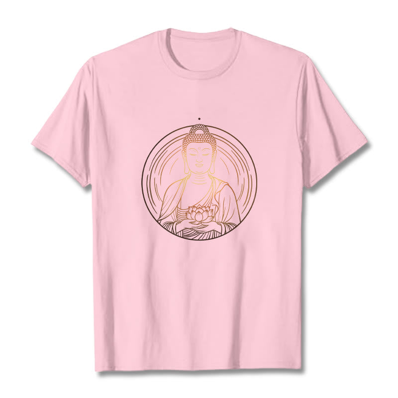 T-shirt Bouddha doré tenant une fleur de lotus Buddha Stones - Rose clair - 2XL - image 13