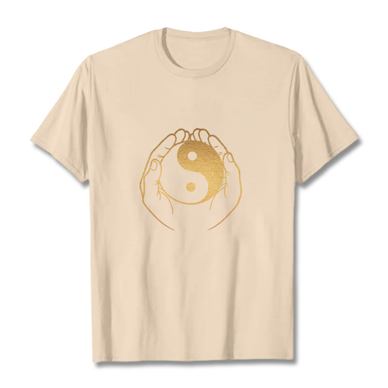 T-shirt avec des Buddha Stones tenant un Yin Yang doré - Bisque - 2XL - image 13