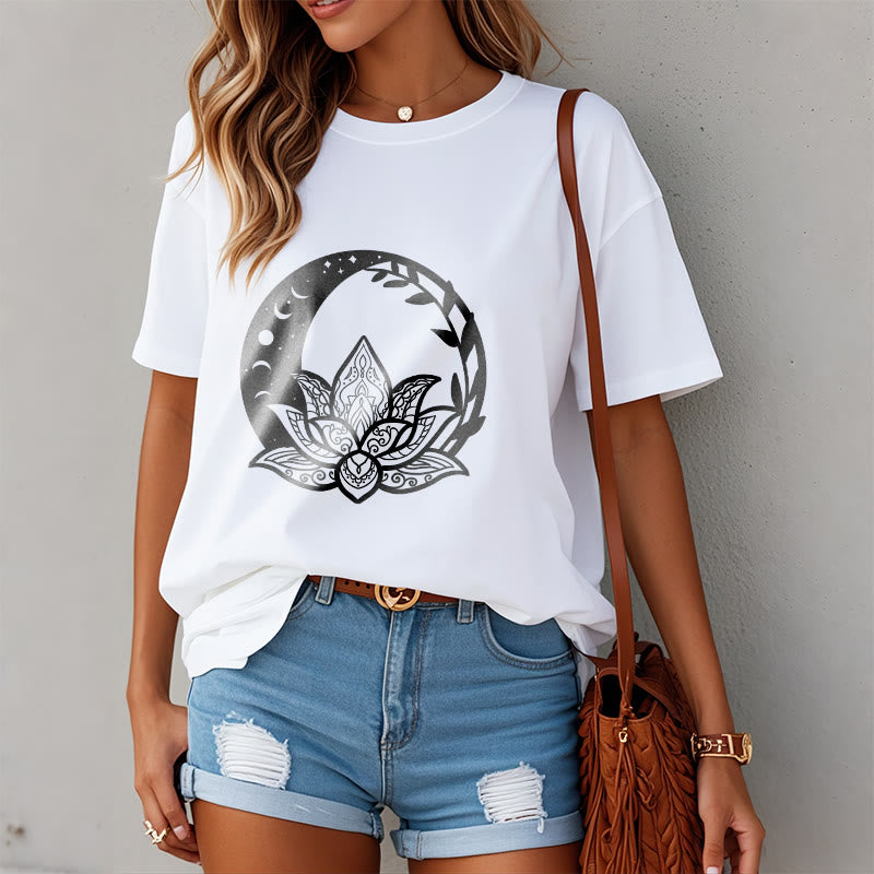 T-shirt Buddha Stones Fleur de Lotus Soleil Lune Vignes Entrelacées - image 3