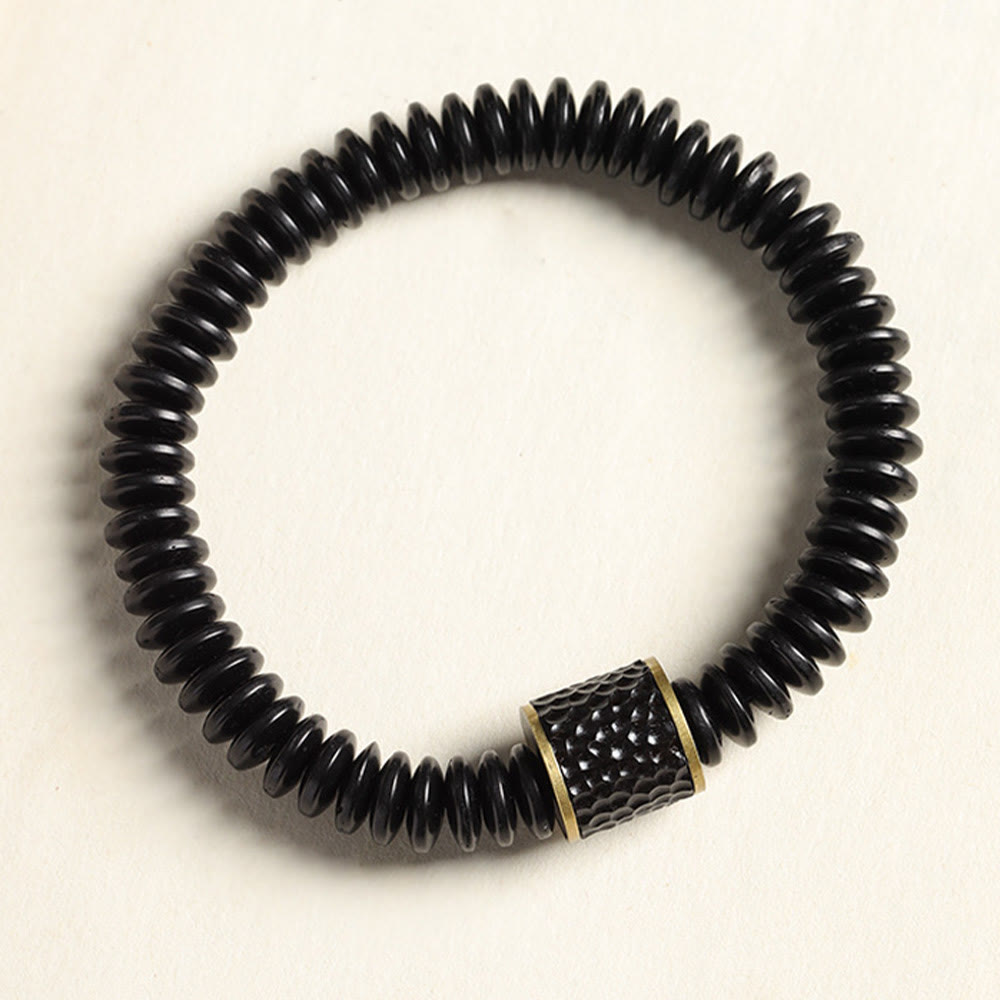 Bracelet tibétain en Buddha Stones et coquille de noix de coco avec nuages de bon augure