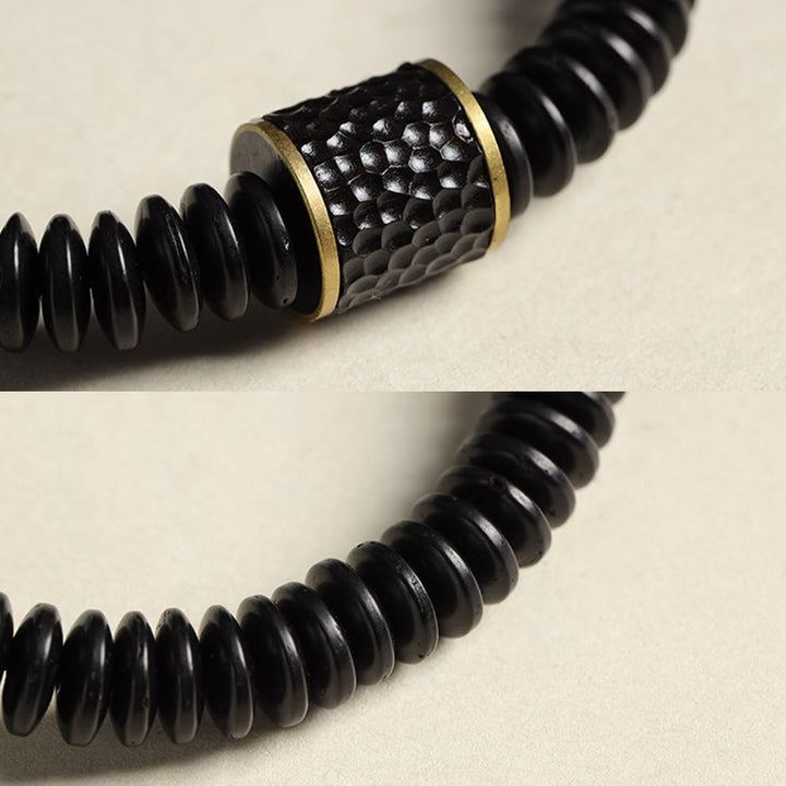 Bracelet tibétain en Buddha Stones et coquille de noix de coco avec nuages de bon augure