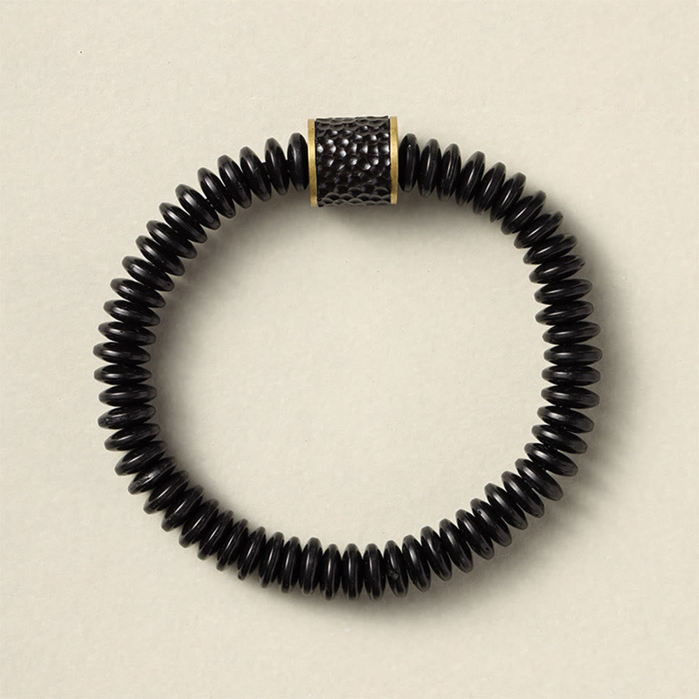 Bracelet tibétain en Buddha Stones et coquille de noix de coco avec nuages de bon augure