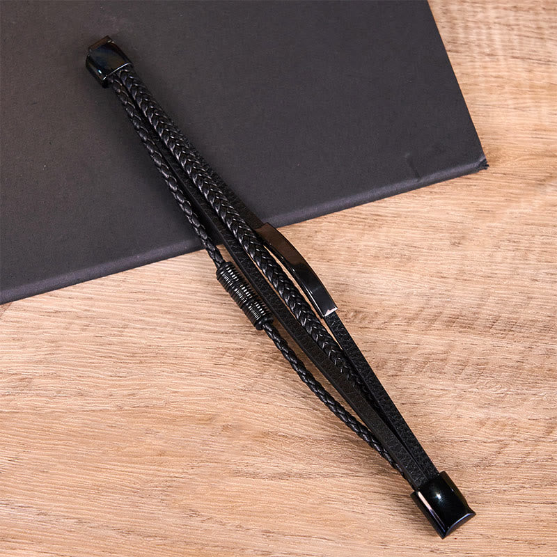 Bracelet en cuir tressé à la main avec boucle magnétique et Buddha Stones