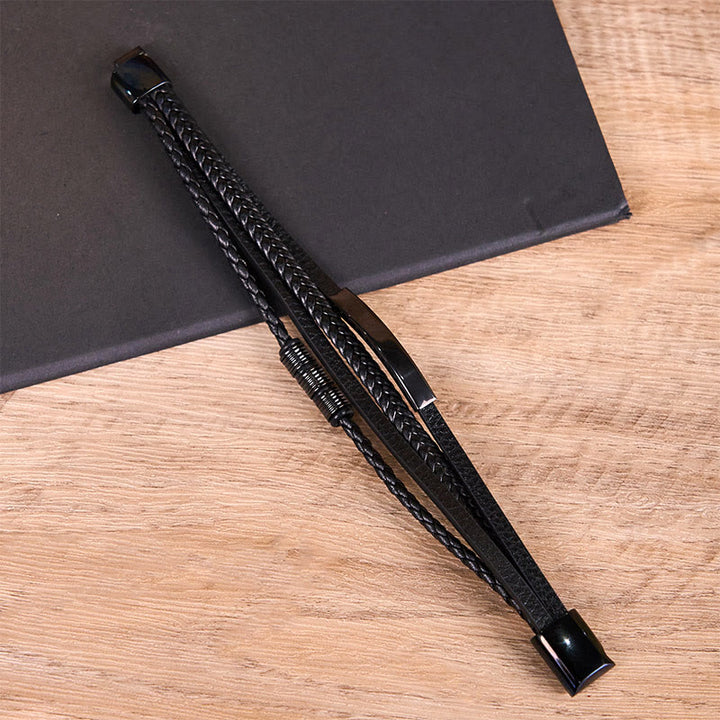 Bracelet en cuir tressé à la main avec boucle magnétique et Buddha Stones